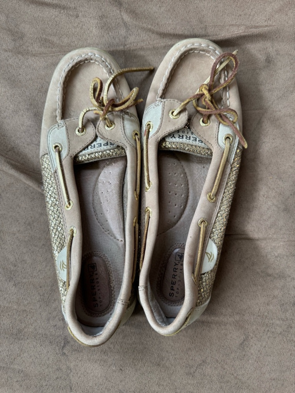 Sperry Women's Tan and Gold Boat Shoes